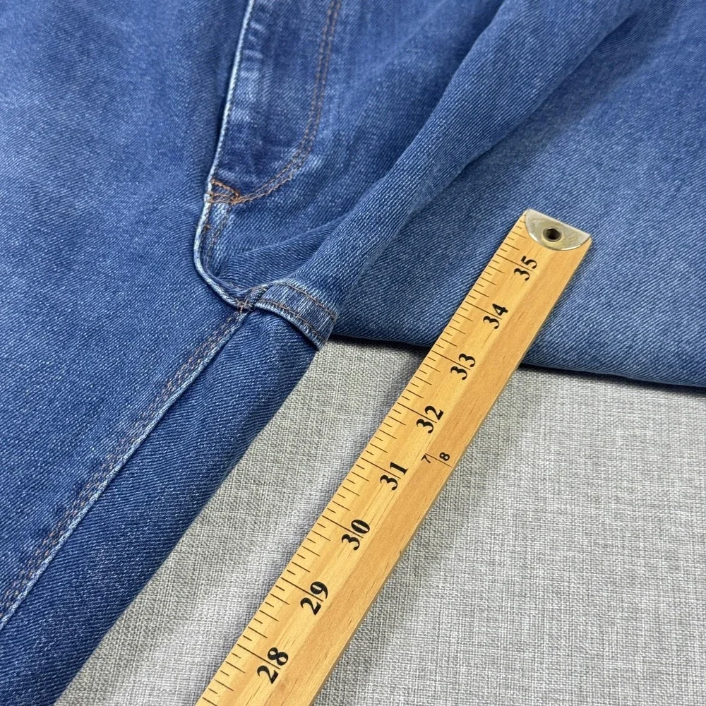 Mott & Bow Jeans Mens 38x32 Straight Blue Medium Wash Stretch Pockets Logo Denim